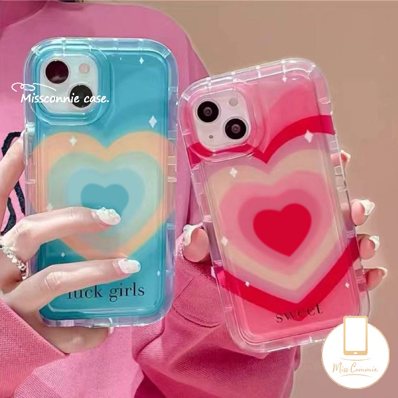 Untuk Samsung A13 A04 A14 A12 A52 A34 A54 A22 A20s A21s A51 A30s A04s A50 A02s A23 A20 A10s A04E A50s A30 A52s A11 F23 A32 A03 A03s M23 INS Gradiasi Sweet Love Heart Airbag Soft Case