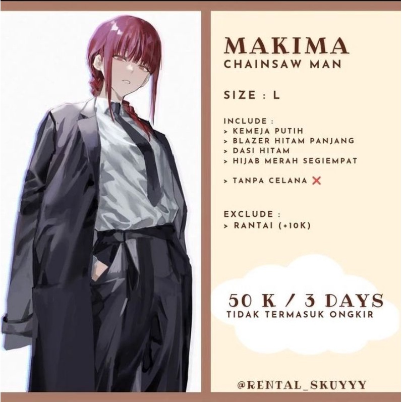 Rental Costume Cosplay Makima Chainsaw Man