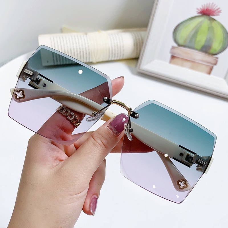 [COD] KACAMATA No Frame Oversized Polarized Wanita Mewah Elegant Model Monalisa