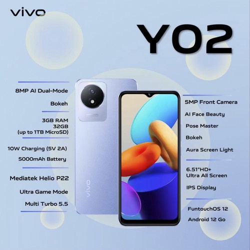 VIVO Y02 RAM 3GB ROM 32GB GARANSI RESMI VIVO