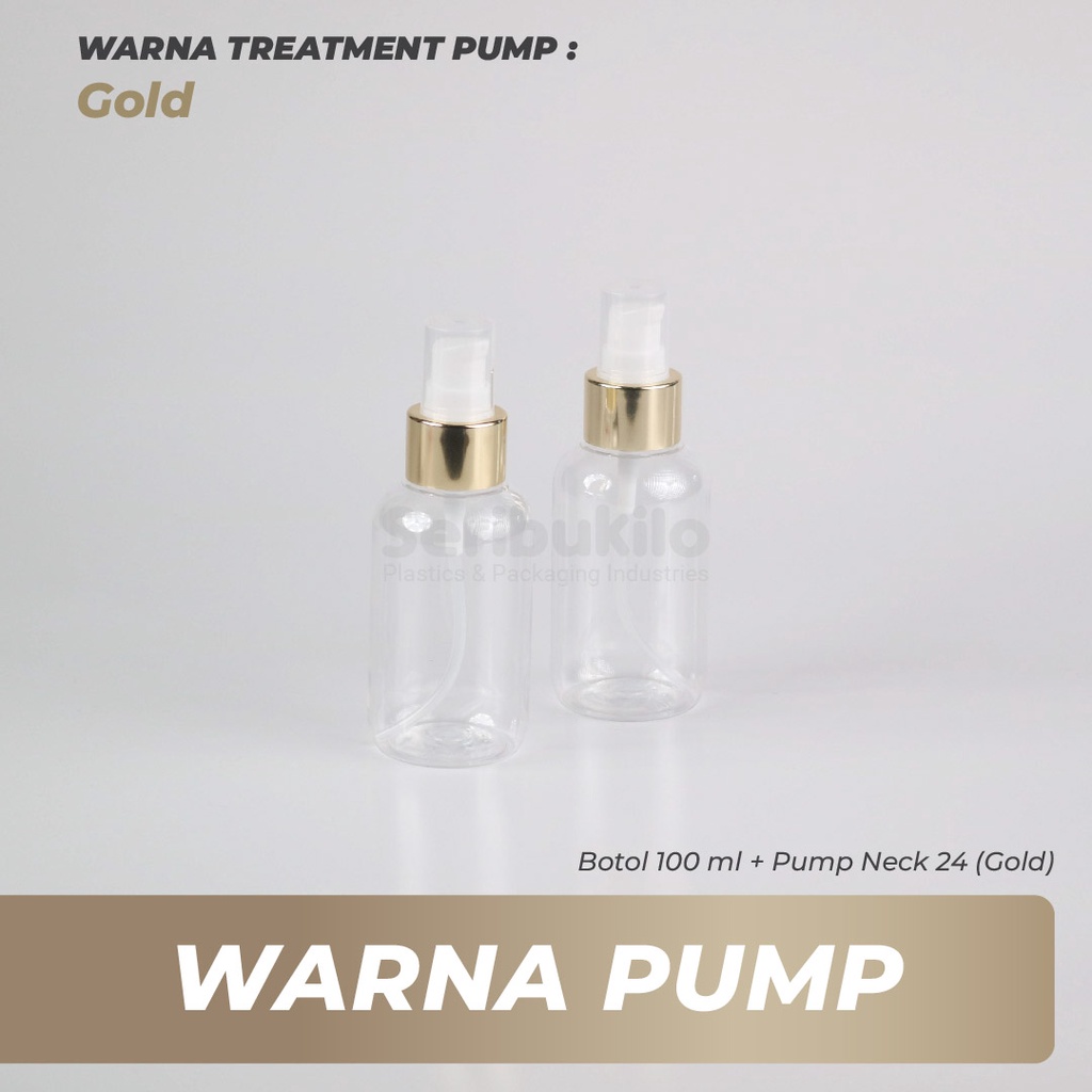 Botol Pump 100 ml SBR Gold/Botol PET Treatment Pump 100 ml Gold Half Cover