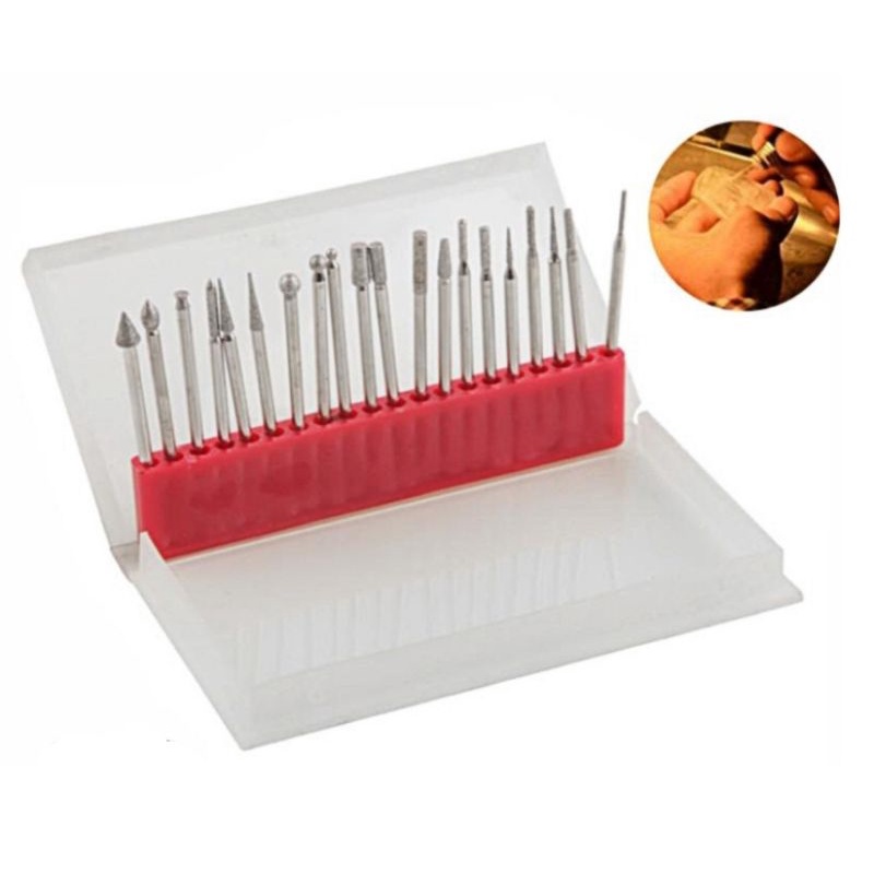 20pc Mata bor poles ukir berlian permata batu kaca /cuner set 20in1