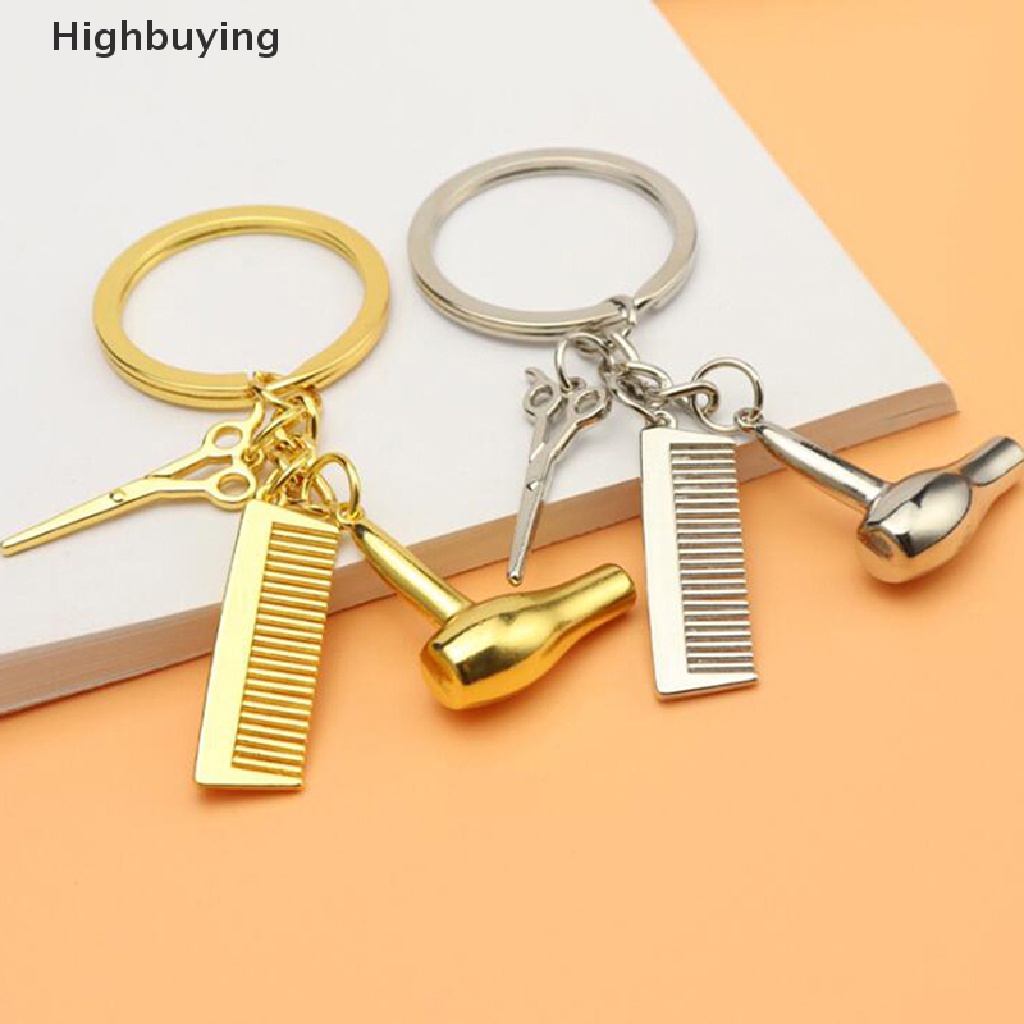 Hbid Alat Tukang Cukur Gantungan Kunci Pengering Rambut Gunting Sisir Liontin Simulasi Keychain Glory