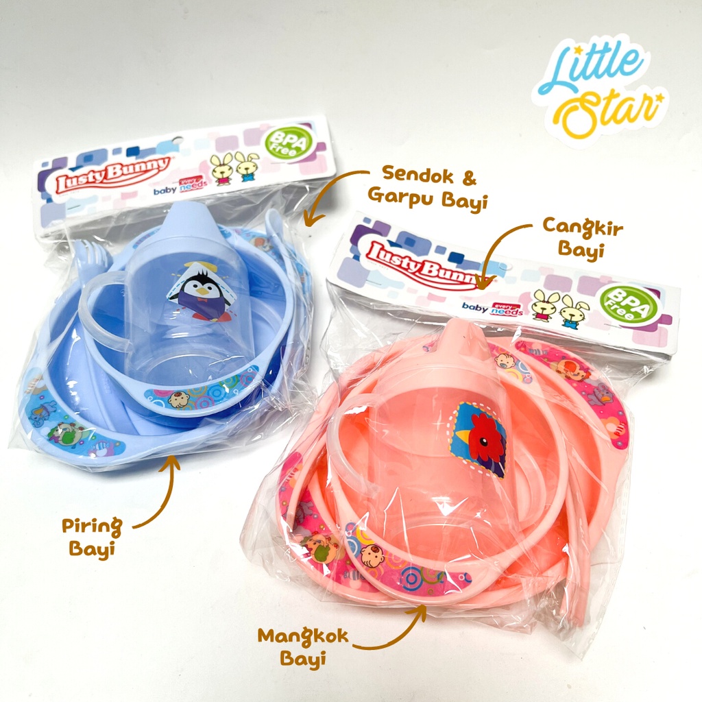 5in1 Lusty Bunny Feeding Set Peralatan Makan Bayi Aman BPA Free LB1363