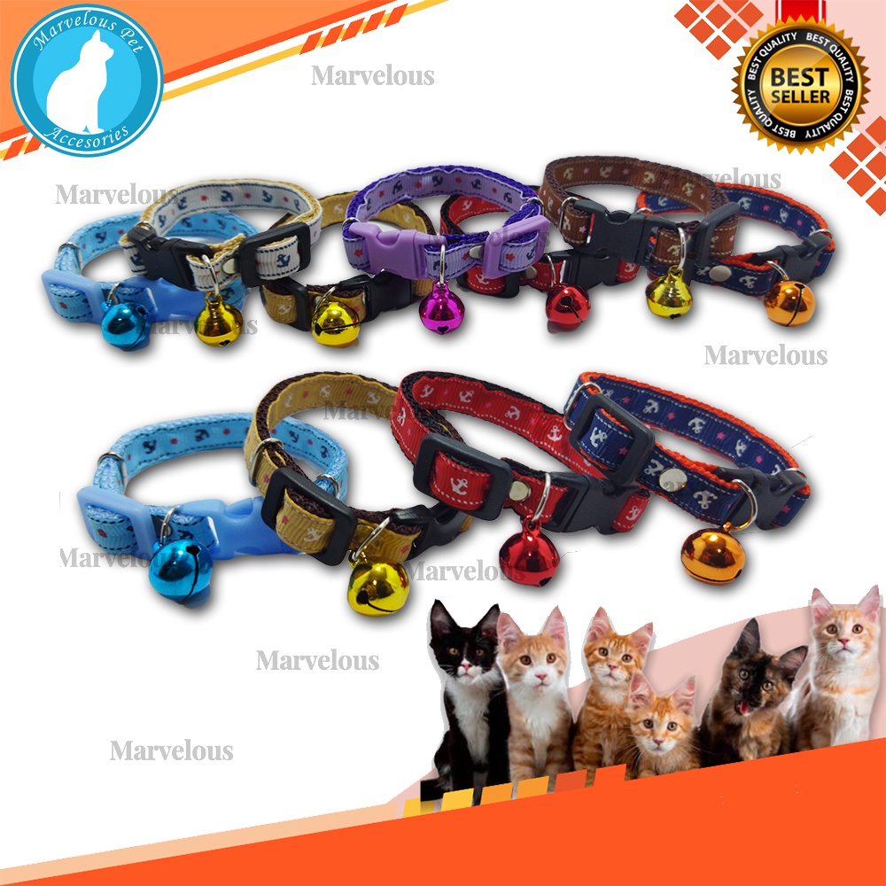 Kalung Kucing Lonceng Besar Ukuran 14mm Motif Jangkar