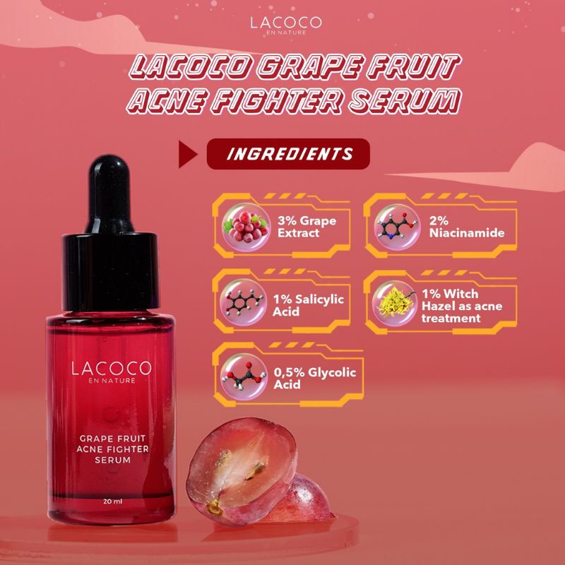 LACOCO GRAPE FRUIT ACNE FIGHTER SERUM ORI NASA