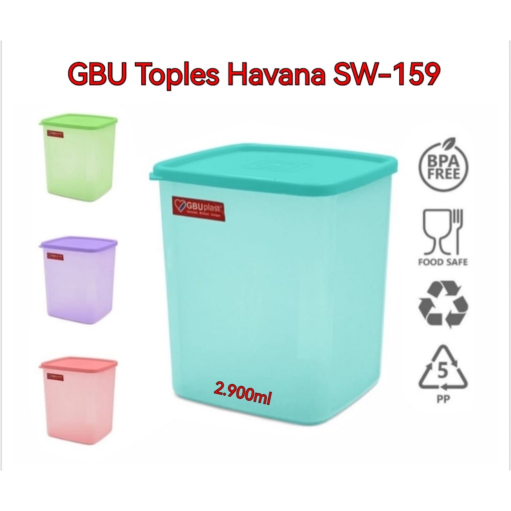 GBU Plast Toples Havana Kotak 2900ml / Elsa BUlat 4000ml Tempat Makanan Kering Kerupuk Camilan