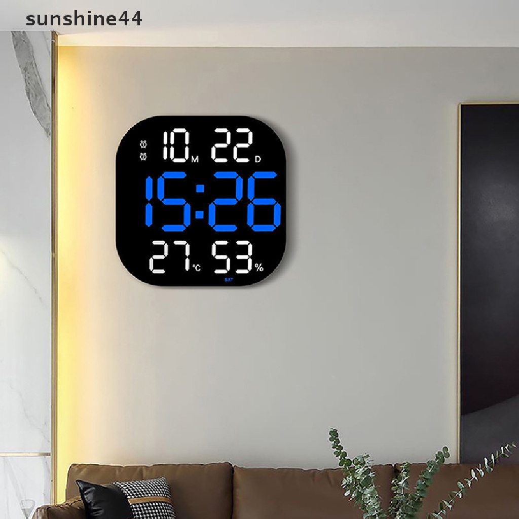 Sunshine Jam Dinding Digital LED Layar Besar Suhu Tampilan Tanggal Hari Jam Alarm Elektronik Dengan Remote Control Dekorasi Ruang Tamu ID