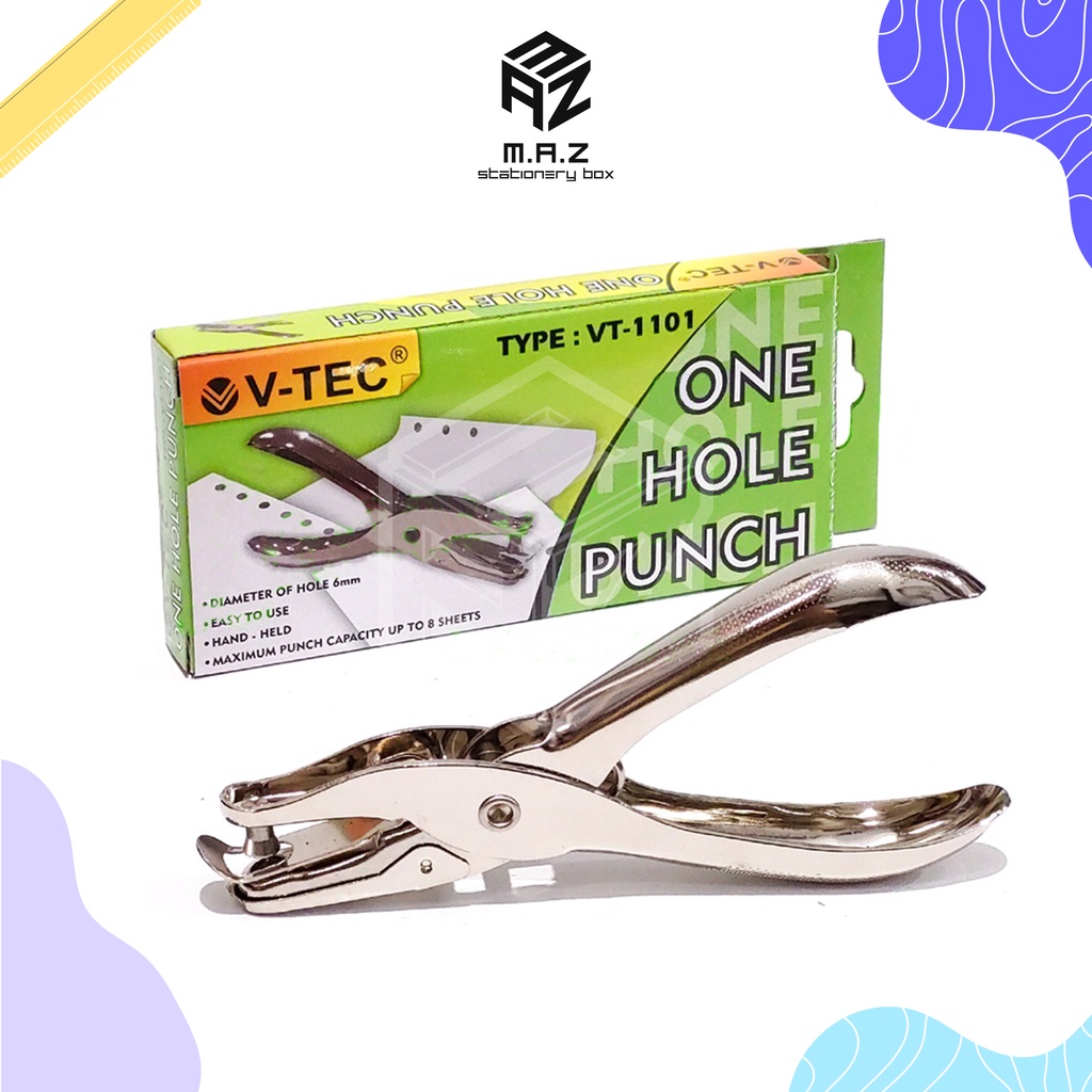 

V-tec Pembolong Kertas 1 Lubang VT-1101 / Vtec One Hole Punch Perforator 1 Hole