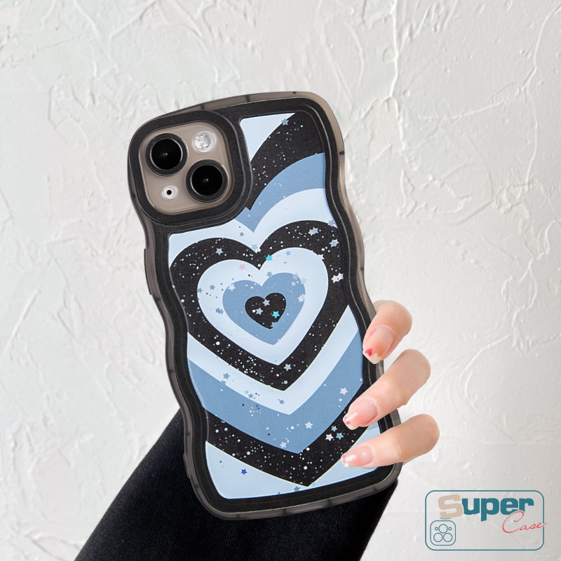 Casing Love Heart Gradasi Untuk Samsung A12 A14 A04s A13 A50s A03s A23 A04E A50 A04 A22 A02s A32 A21s A53 A52 A52s A11 A33 A31 A30s A20 A51 Aesthetic Bling Stars Soft Wavy Edge Case