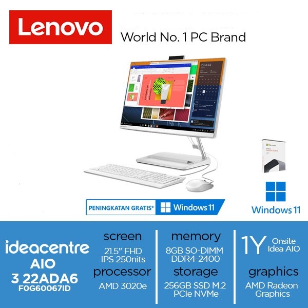 Jual Lenovo Ideacentre Aio Ada Id Amd E Gb Gb W Ohs White Shopee Indonesia