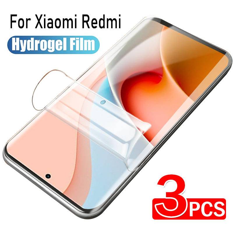 3pcs Untuk Redmi7 7A 8 8A 9 9A 9C 9T 10 10A 10C 12C 4G 5G NFC Hydrogel Film Film Film Pelindung Layar Untuk Redmi K50 K40 K40S K20 Pro