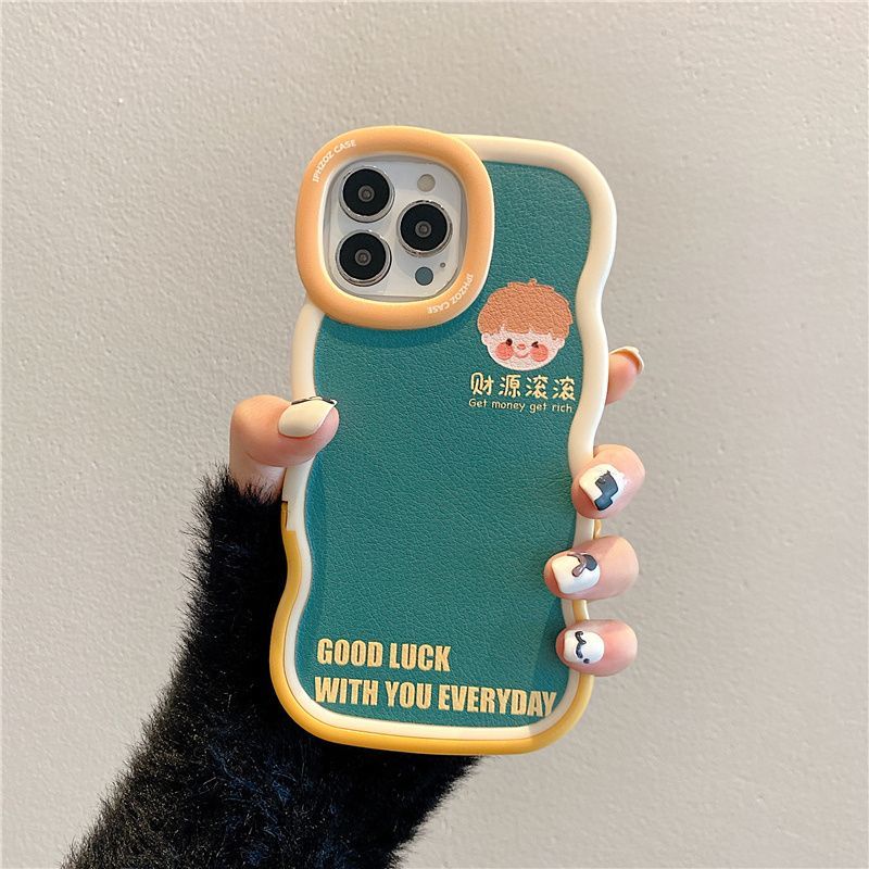 IPHONE Casing Ponsel Bentuk Gelombang Desain Wajah Samping Anak Laki-Laki Dan Perempuan Yang Lucu Kecil Kompatibel Dengan Iphone12 13 14 11 Pro Max Jjhng