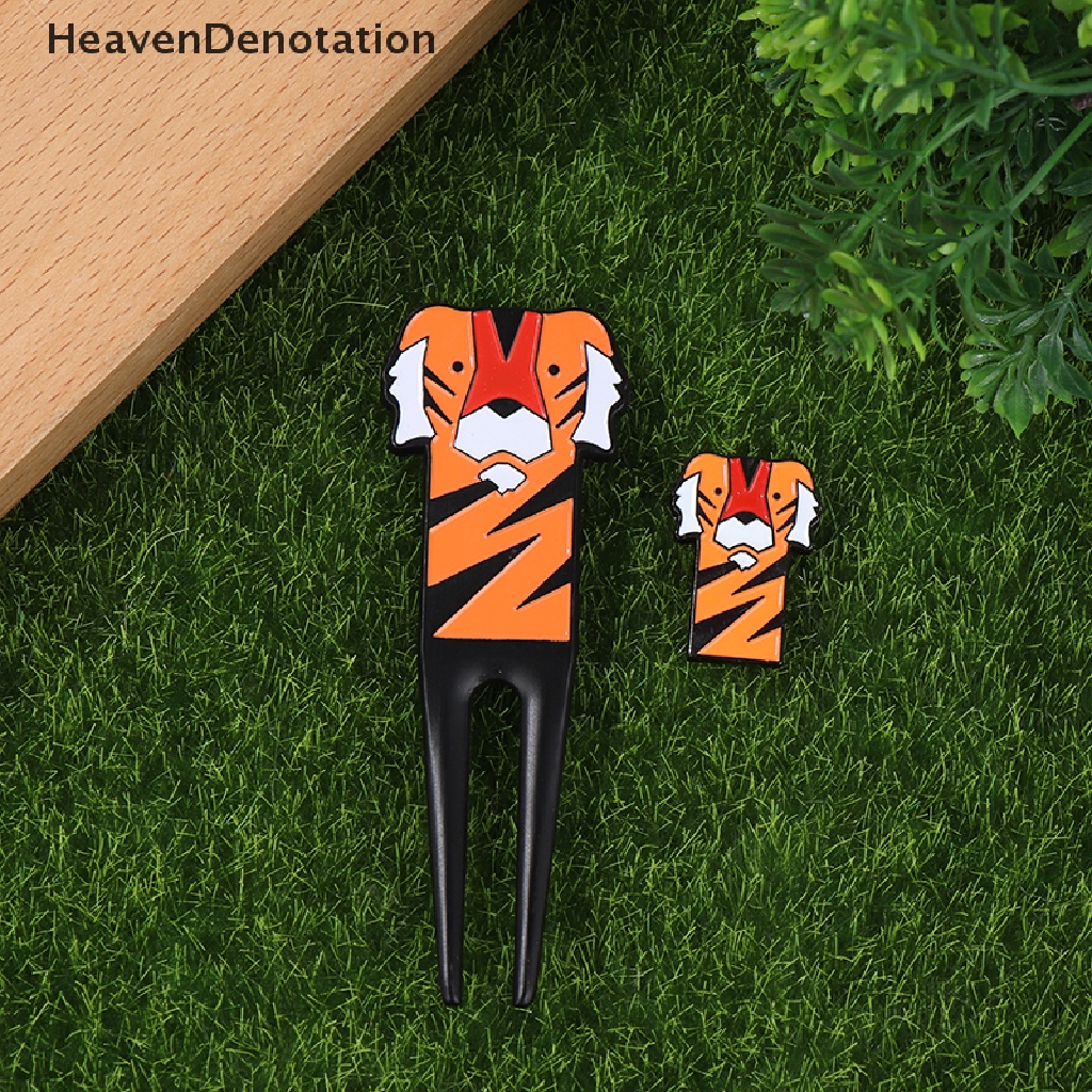 [HeavenDenotation] Penanda Golf Motif Kartun Macan Alat Perbaikan Penanda Bola Golf Aksesoris Golf HDV