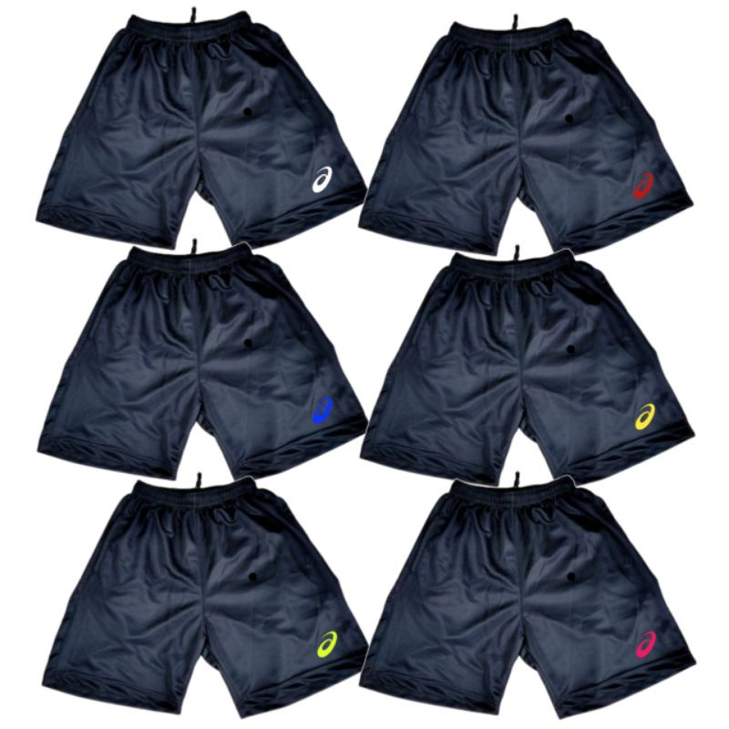 celana pendek voli sablon logo asics kolor polos olahraga voly sepakbola futsal