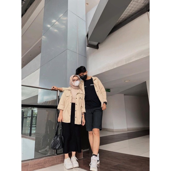 Kemeja Parka Couple Sudah 2 Pcs - Baju Couple Pria Wanita Korean Style