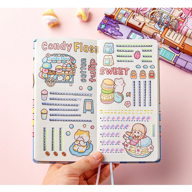 FREE STICKER DIARY JOURNALING HARDCOVER HANDBOOK NOTEBOOK BINDER NOTEBOOK LUCU CARTOON DIARY MINIBOOK MEMO KECIL BUKU MEMO LUCU MEMO JOURNALING BOOK SCRAPBOOK MOTIF KARTUN ALA KOREA @banyak