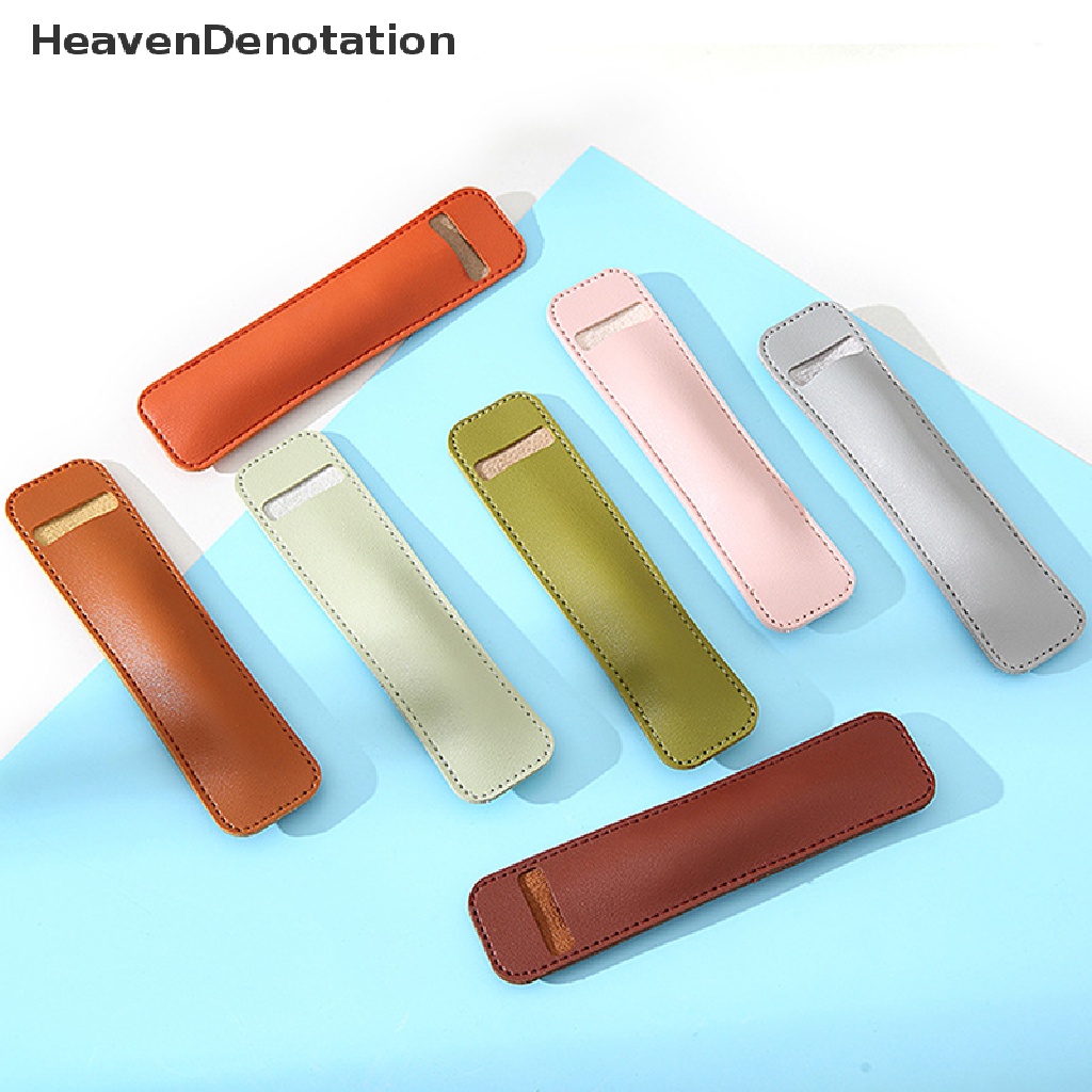 [HeavenDenotation] Pu Leather Pencil Case Tas Penyimpanan Pulpen Sekolah Lucu Pen Case Kawaii Pen Pelindung Lengan Kecil Sign Pen Cover Leather Case Hadiah HDV
