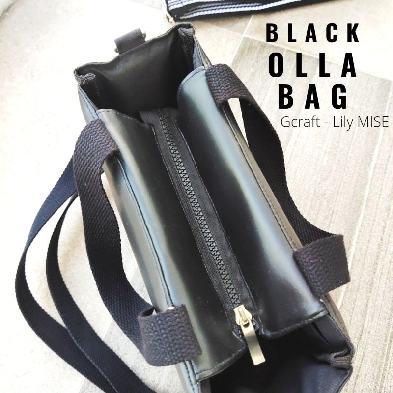 Black mini olla bag - tas tenteng - tas slempang - tas kulit sintetis