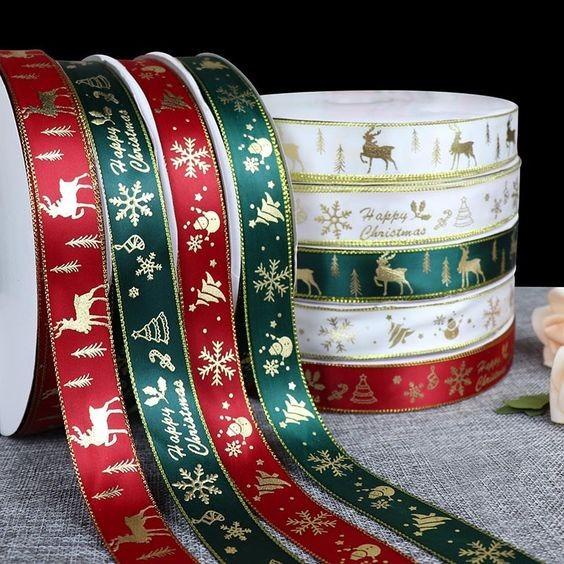 

Pita Hias Natal Motif Printed / Happy Christmas Ribbon Roll (45 Meter)