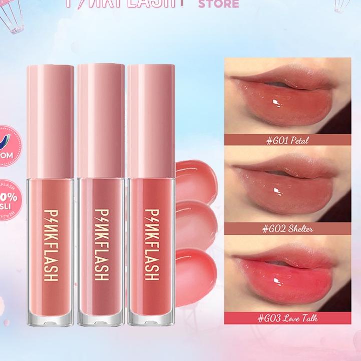 Harga Max PINKFLASH 3 Pieces Lip Gloss Set High Shine Shimmering VE Moisturising G01 G02 G03