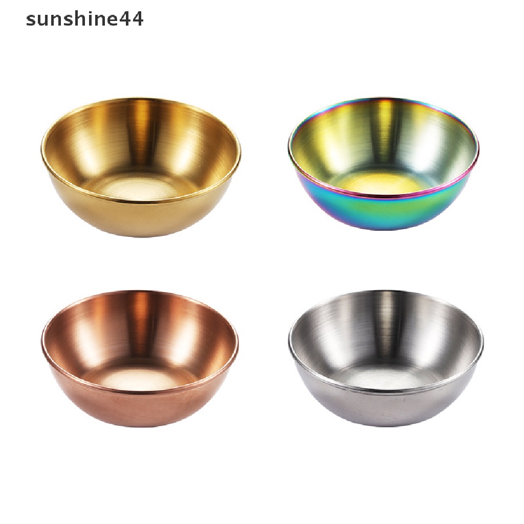 Sunshine Tempat Kecap Stainless Steel Bulat Piring Kecil Golden Sauce Seasoning Dish ID