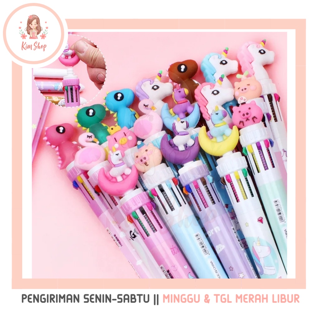 

KIM SHOP - Pulpen 10 Warna Pen Karakter Kartun Ballpoint Bolpen Bolpoin Jurnal Lucu Imut Jurnal Diary Sekolah Kawai / 10 Colors Cute Cartoon Ballpoint Pen School Office