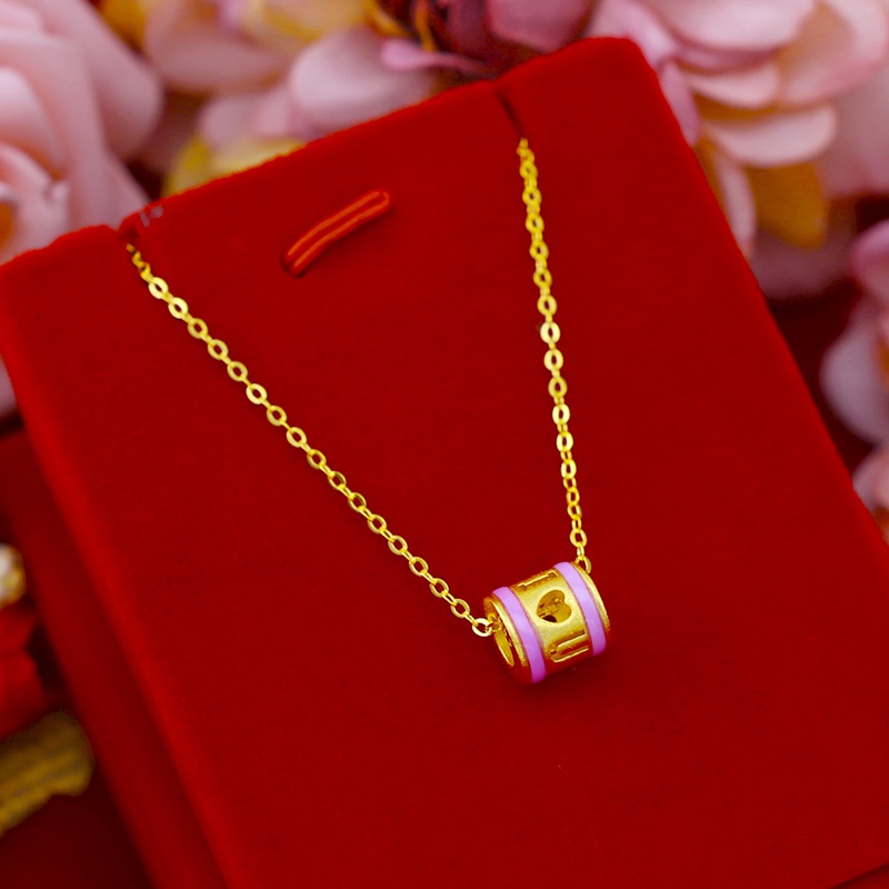 Goldkingdom Perhiasan Fashion 24 K Bangkok Aksesoris Ready Stock Cinta Neon Warna Tetes Lem Liontin Kecil Wanita Tulang Selangka Kalung
