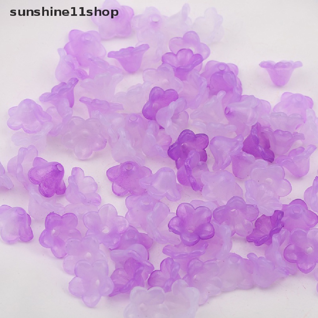 Sho 100pcs 12mm Bentuk Bunga Lampwork Kristal Kaca Manik-Manik Longgar Untuk Membuat Perhiasan Temuan Kerajinan DIY N