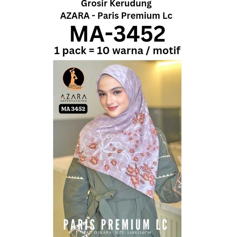 [MA-3452] Grosir Jilbab Kerudung AZARA PARIS PREMIUM LC MOTIF Polyester Polycotton Voal Oskara Murah