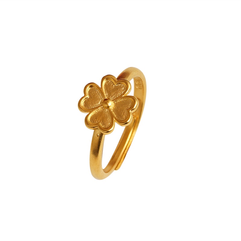 Goldkingdom Perhiasan Fashion Emas Asli Kadar 375Bangkok Aksesoris Ready Stock Bunga Kaya Dan Halus Cincin Longgar Yang Dapat Disesuaikan Bunga Kecil Wanita Cincin