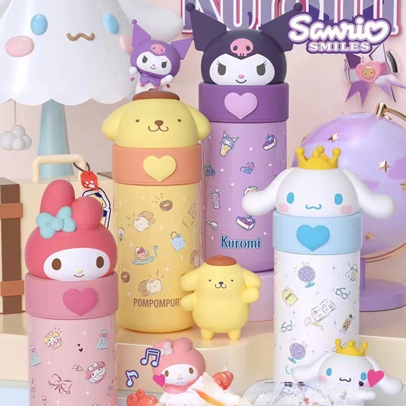 350ml Sanrioed Anime Kuromi Cinnamoroll Thermos Mug Kawaii Botol Air Olahraga 316stainless Steel Thermal Cup Botol Air Anak