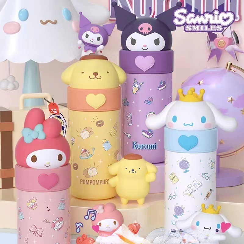 350ml Sanrioed Anime Kuromi Cinnamoroll Thermos Mug Kawaii Botol Air Olahraga 316stainless Steel Thermal Cup Botol Air Anak