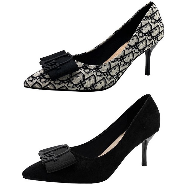 High heels 7cm hitam putih - stiletto heels monochrome SF10999