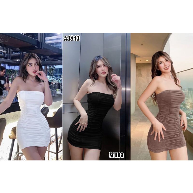 dress bahan scuba 1843/dress terbaru/dress wanita terkini/dress wanita sexy/dress wanita import/dres