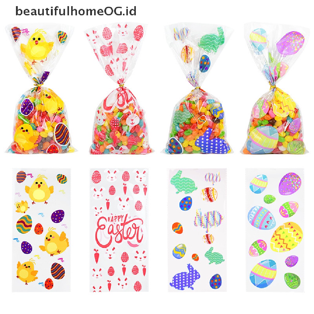 // Beautifulhomeog.id// 50Pcs/Pack Cellophane Bag Bening Paskah Hias Cookie Perlakuan Kantong Sovenir **