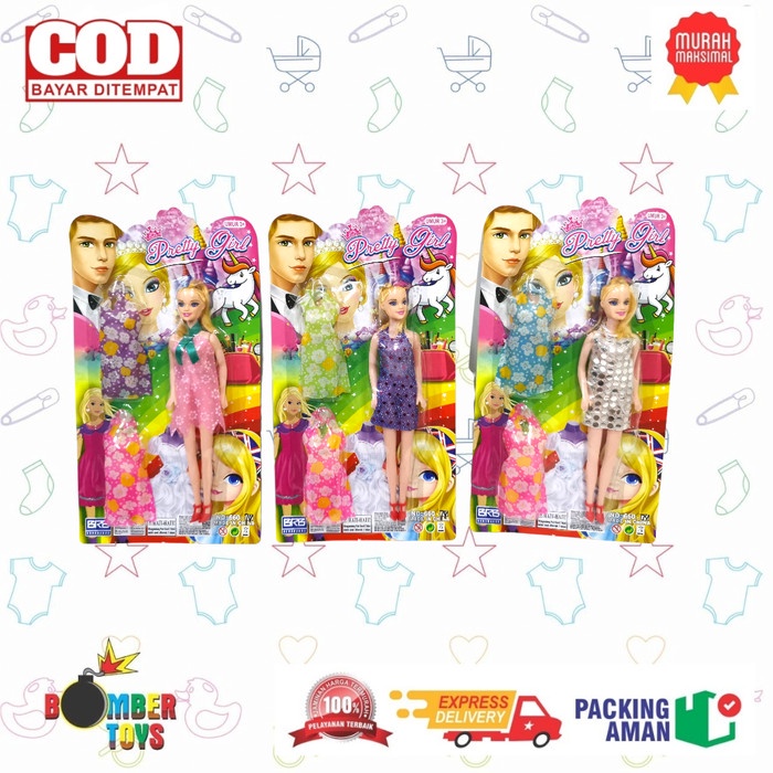 MAINAN ANAK BONEKA BERBIE FASHION BAJU GANTI ISI 2 BARBI BEAUTY PRETTY