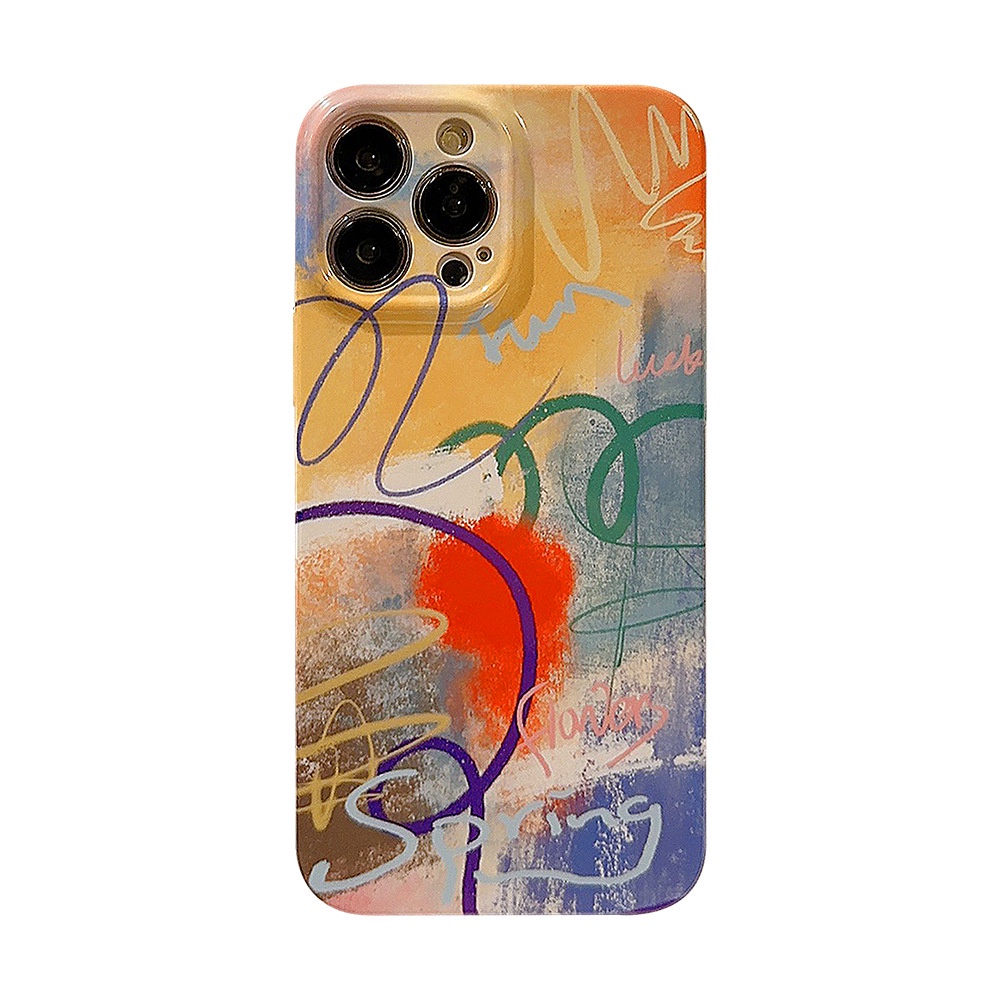 Ins Minor Art Graffiti Hard Shell Case Untuk Iphone SE 2020 7 /8 Plus 14x XR XM 11 12 13 PRO MAX Casing Cover Pelindung AT0038