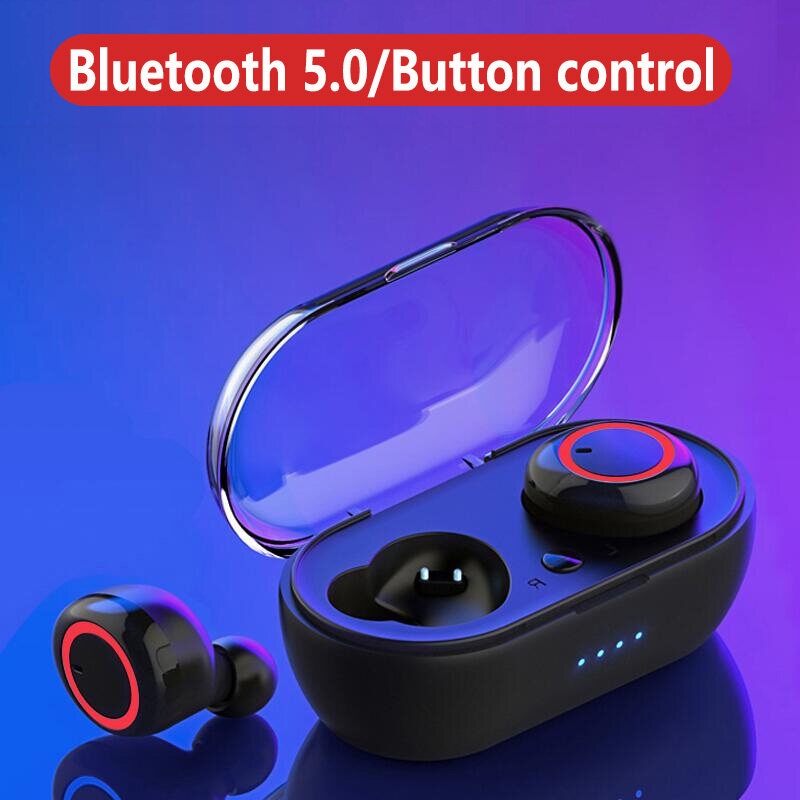 50-TWS Wireless Bluetooth Headset Mini Portable Battery Box Dapat Melakukan Panggilan Subwoofer Kompatibel dengan Berbag