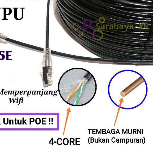 ♟ Kabel LAN 50 Meter STP UTP Outdoor CAT5E Tembaga Murni Merk ANPU ➺