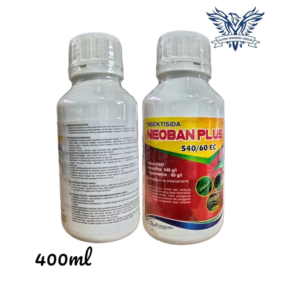 Insektisida NEOBAN PLUS 400ml Bahan aktif Klorpirifos 540 g/l + sipermetrin 60 g/l Kaper Ulat Semut Rayap Trips Kutu Kebul Starban Fostin Dursban Klortrin 100% Original CBA