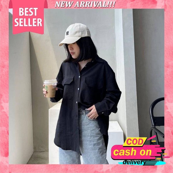 Baju Atasan Korea Qonita Shirt Blouse Blous Blus Blush Bluse Blues Blose Korean Style Lengan Panjang