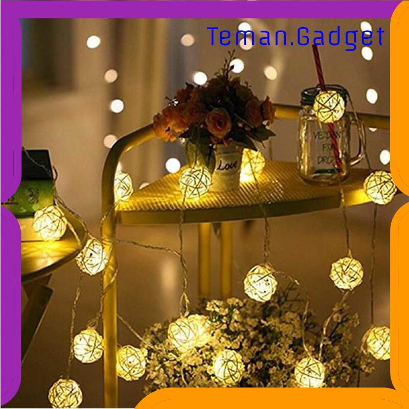 TG-LMP Lampu Hias String Lights Model Bola Rotan Waterproof 10 LED - B073