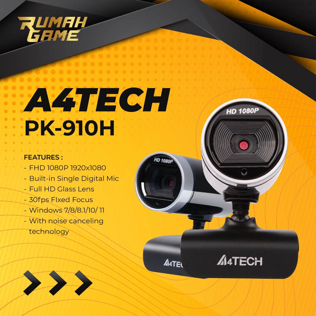WEBCAM FULL HD 1080P PK-910H Black Webcam PC Laptop Komputer