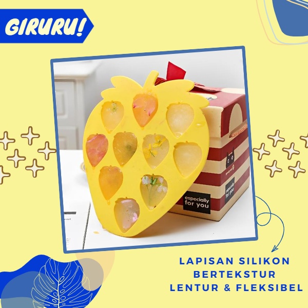 Cetakan Silicone Puding Coklat Es Jelly Tahan Panas Silikon Strawberry / Cetakan Silikon Motif Strawberry untuk Ss Batu Fondant Coklat Jelly Cake