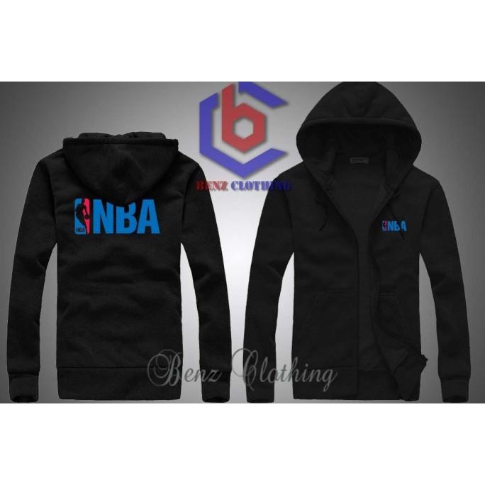 Jaket Hoodie Sweater NBA Outerwear Pria Wanita Zipper Resleting Depan Polos Sablon Polyflek Korea