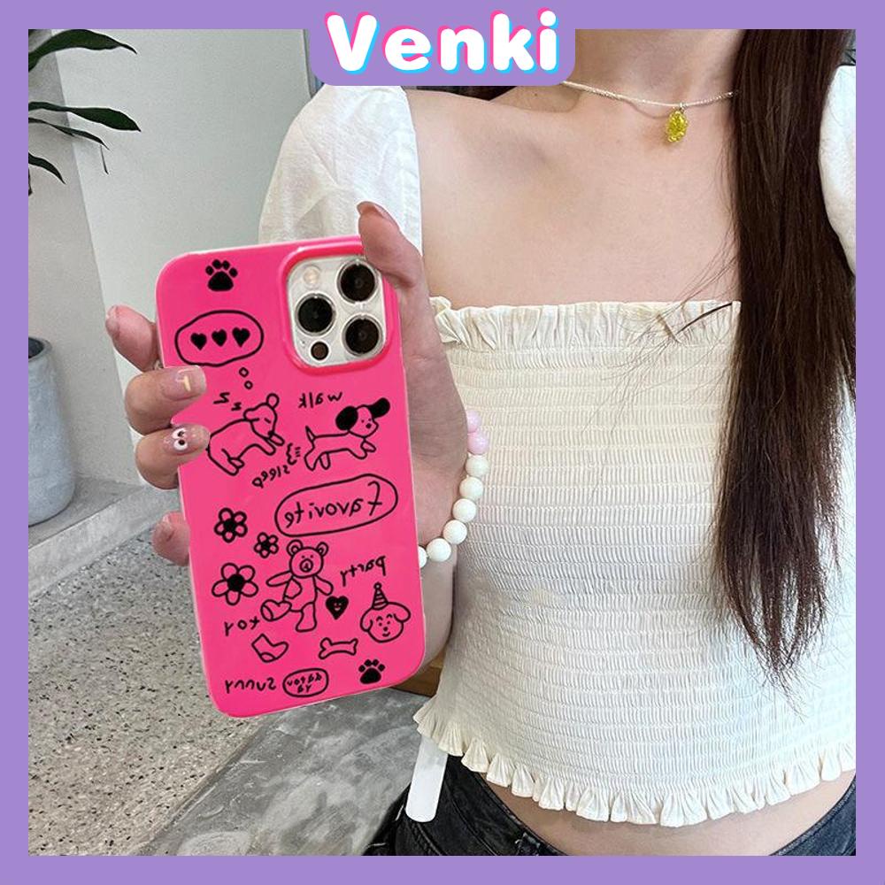 iPhone Case Soft TPU Glossy Pink Candy Case Cute Graffiti Dog Camera Protection Shockproof For iPhone 14 13 12 11 Pro Max 7 8 Plus X XR