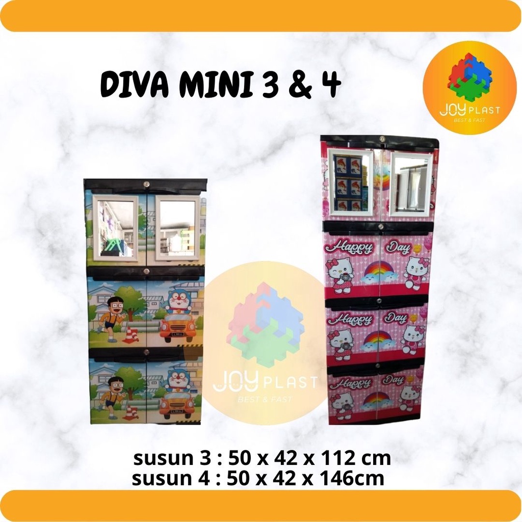 lemari mini plastik doraemon/lemari diva mini