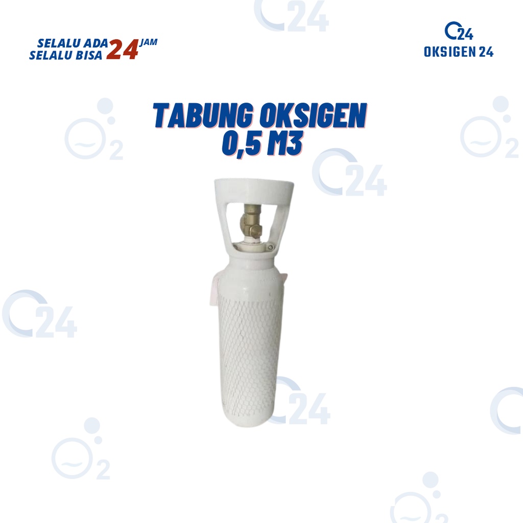 Oksigen24 - Tabung Oksigen 0,5 m3 / Isi 2000 PSI / Tabung + Isi / Berat 8 Kgm / Harga Hemat / Berat 8 Kg