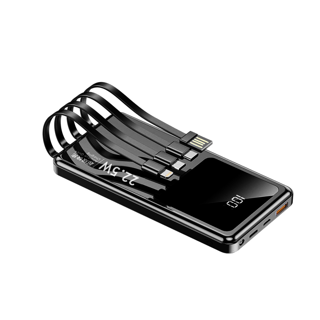 Power Bank Fast Charging 10000mAH Dengan 4 Kabel Output 22.5Watt Power Bank Portable